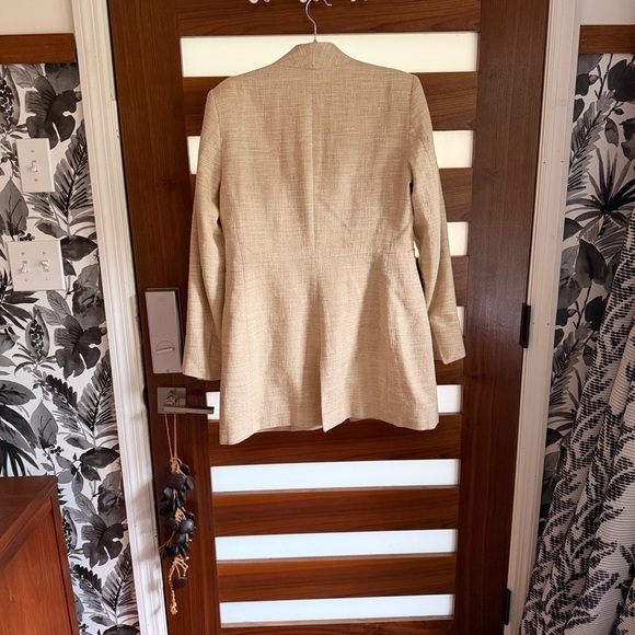 Zara Beige Inverted Lapel Collar Frock Blazer - Picture 5 of 7
